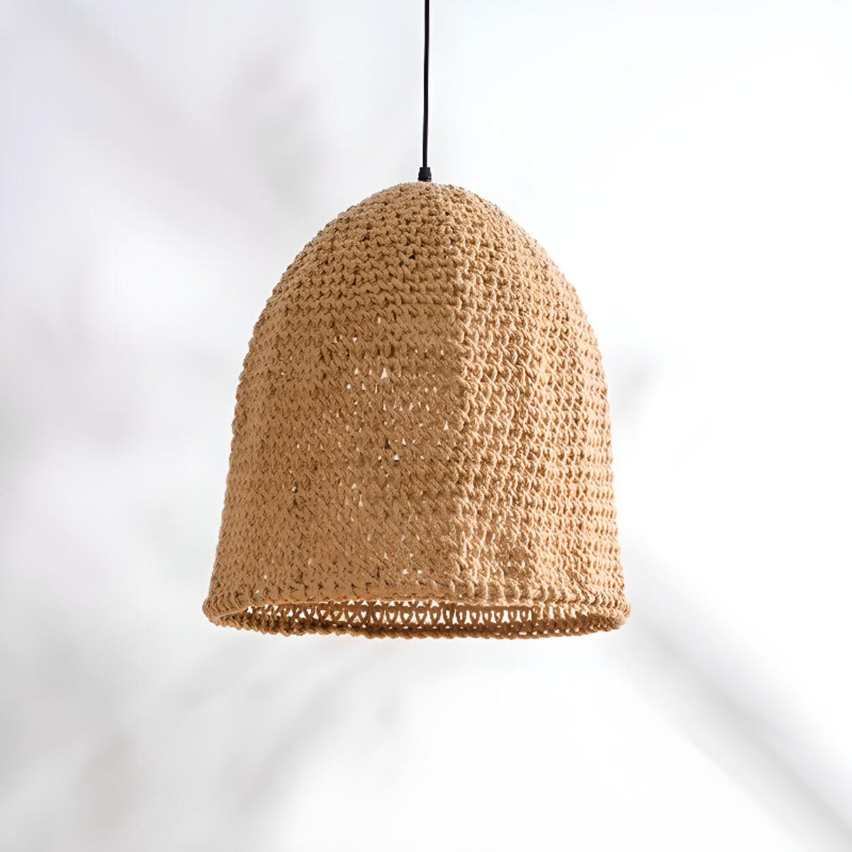 Bohemian Woven Rope Bell Dome Pendant Light Flexible Length Image - 9