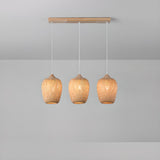 Boho 3-Light Cylinder Wood Island Ceiling Light Image - 2