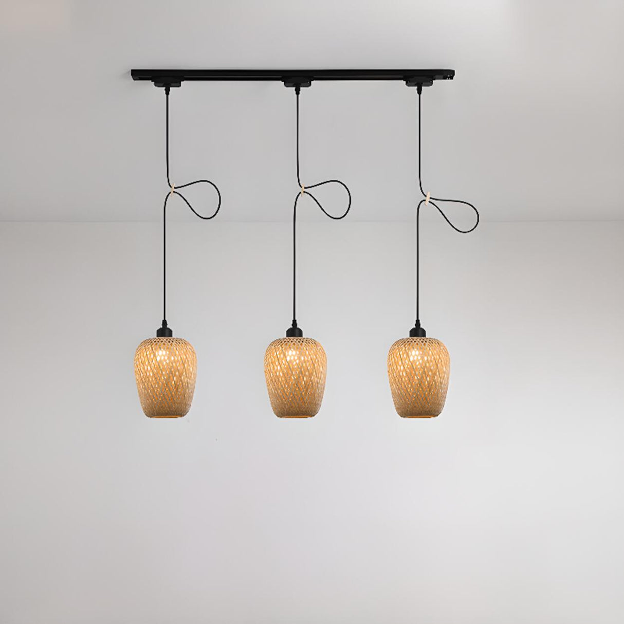 Boho 3-Light Cylinder Wood Island Ceiling Light Image - 3