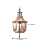 Boho Empire Beaded Wood Pendant Dining Room Chandelier Image - 14