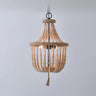 Boho Empire Beaded Wood Pendant Dining Room Chandelier Image - 5