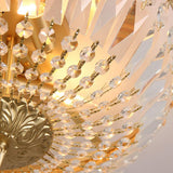 Bowl-Shaped Brass Crystal Flush Mount Ceiling Light Image - 10