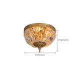 Bowl-Shaped Brass Crystal Flush Mount Ceiling Light #size