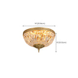 Bowl-Shaped Brass Crystal Flush Mount Ceiling Light Image - 13