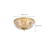 Bowl-Shaped Brass Crystal Flush Mount Ceiling Light Image - 14