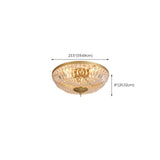 Bowl-Shaped Brass Crystal Flush Mount Ceiling Light Image - 15