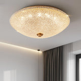 Bowl-Shaped Crystal Frosted LED Flush Mount Light Image - 1