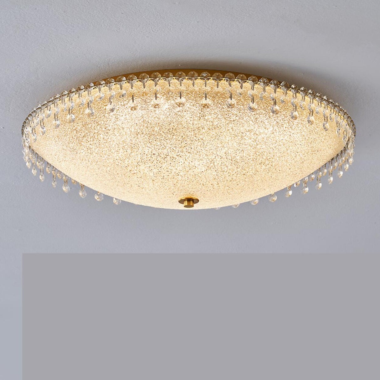 Bowl-Shaped Crystal Frosted LED Flush Mount Light Image - 11