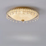 Bowl-Shaped Crystal Frosted LED Flush Mount Light Image - 7