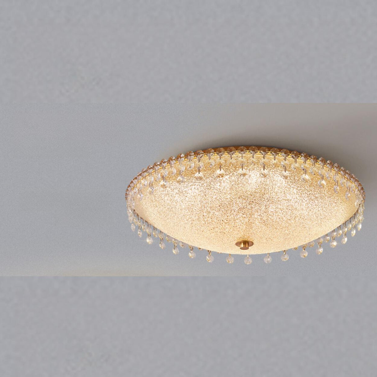 Bowl-Shaped Crystal Frosted LED Flush Mount Light Image - 8