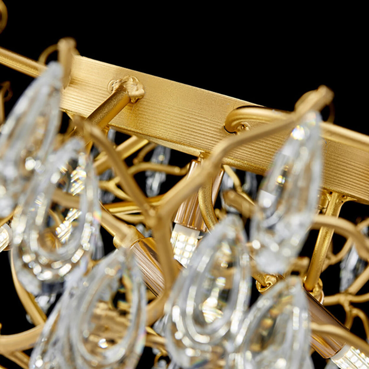 Bowl-Shaped Gold Crystal Semi-Flush Mount Ceiling Light Image - 13