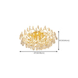 Bowl-Shaped Gold Crystal Semi-Flush Mount Ceiling Light #size