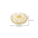 Bowl-Shaped Gold Crystal Semi-Flush Mount Ceiling Light Image - 17