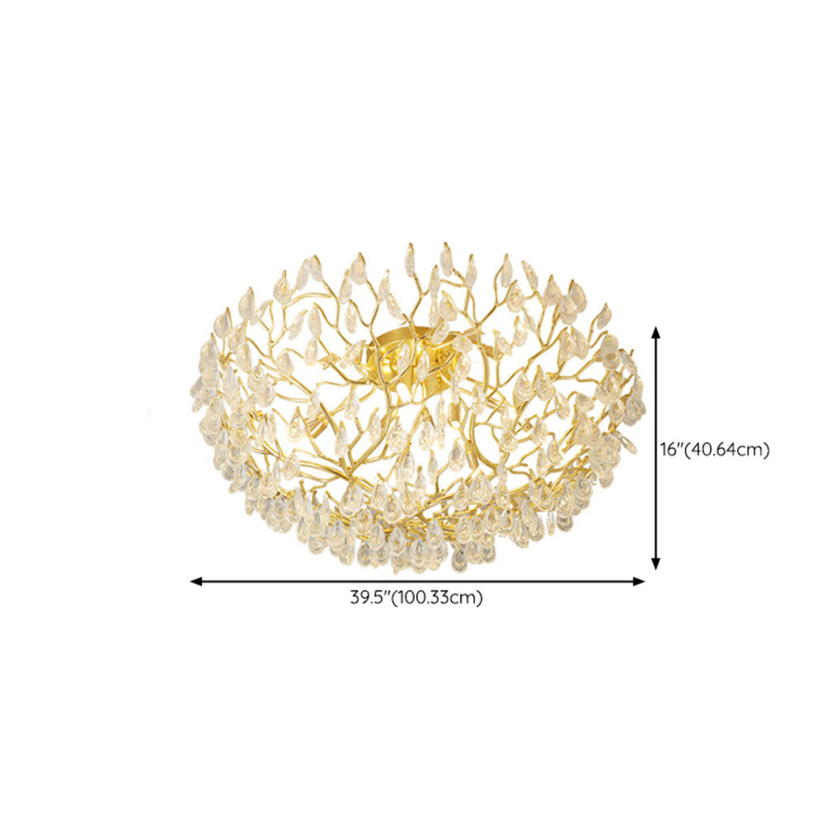 Bowl-Shaped Gold Crystal Semi-Flush Mount Ceiling Light Image - 18