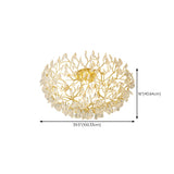 Bowl-Shaped Gold Crystal Semi-Flush Mount Ceiling Light Image - 18