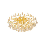 Bowl-Shaped Gold Crystal Semi-Flush Mount Ceiling Light Image - 7