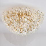 Bowl-Shaped Gold Crystal Semi-Flush Mount Ceiling Light Image - 8