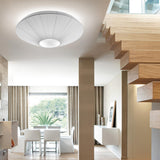 Bowl-Shaped White Fabric Semi-Flush Mount Ceiling Light Image - 1