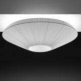 Bowl-Shaped White Fabric Semi-Flush Mount Ceiling Light Image - 10