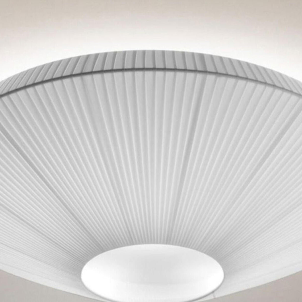 Bowl-Shaped White Fabric Semi-Flush Mount Ceiling Light Image - 11