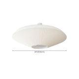 Bowl-Shaped White Fabric Semi-Flush Mount Ceiling Light #size