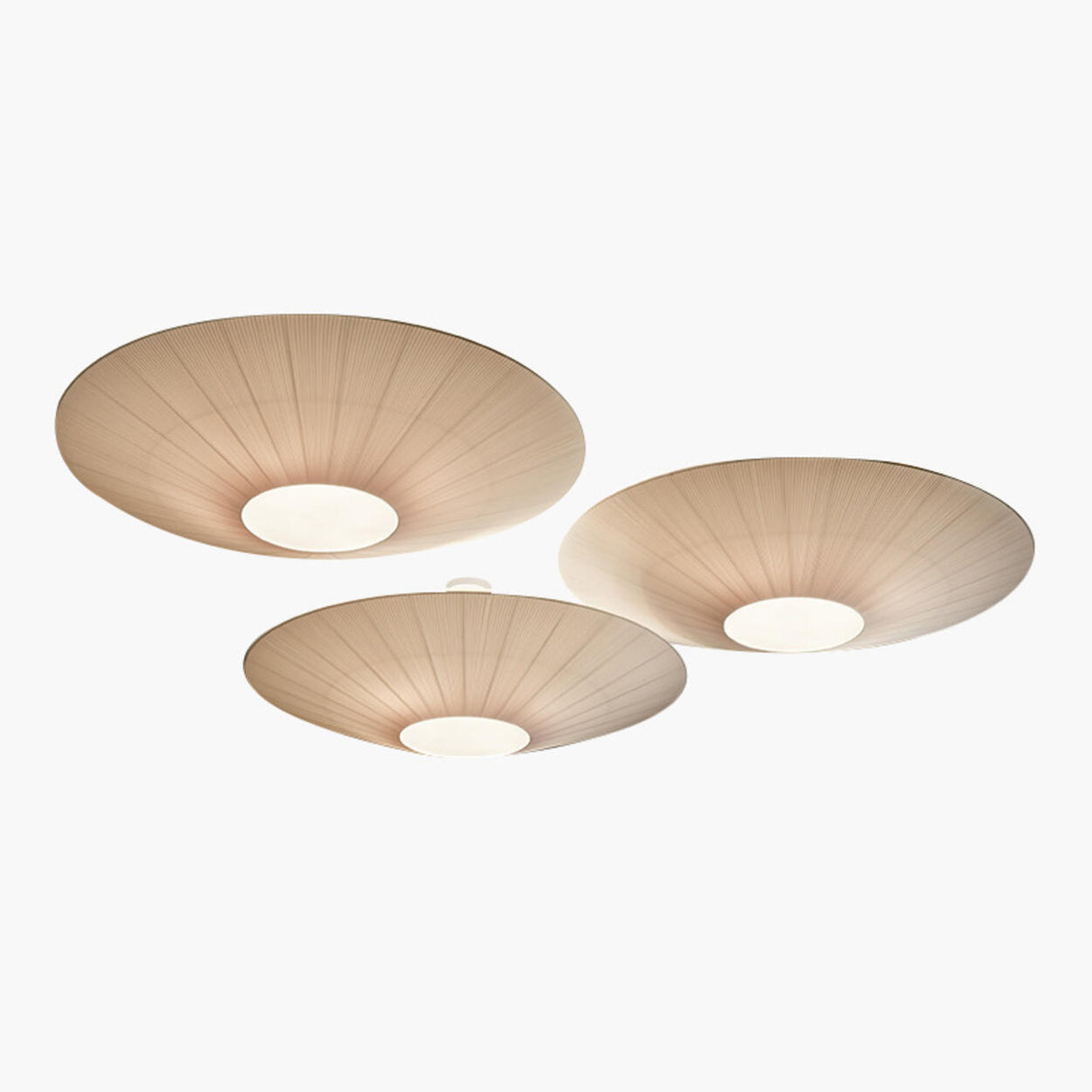 Bowl-Shaped White Fabric Semi-Flush Mount Ceiling Light Image - 6