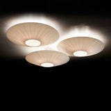 Bowl-Shaped White Fabric Semi-Flush Mount Ceiling Light Image - 7