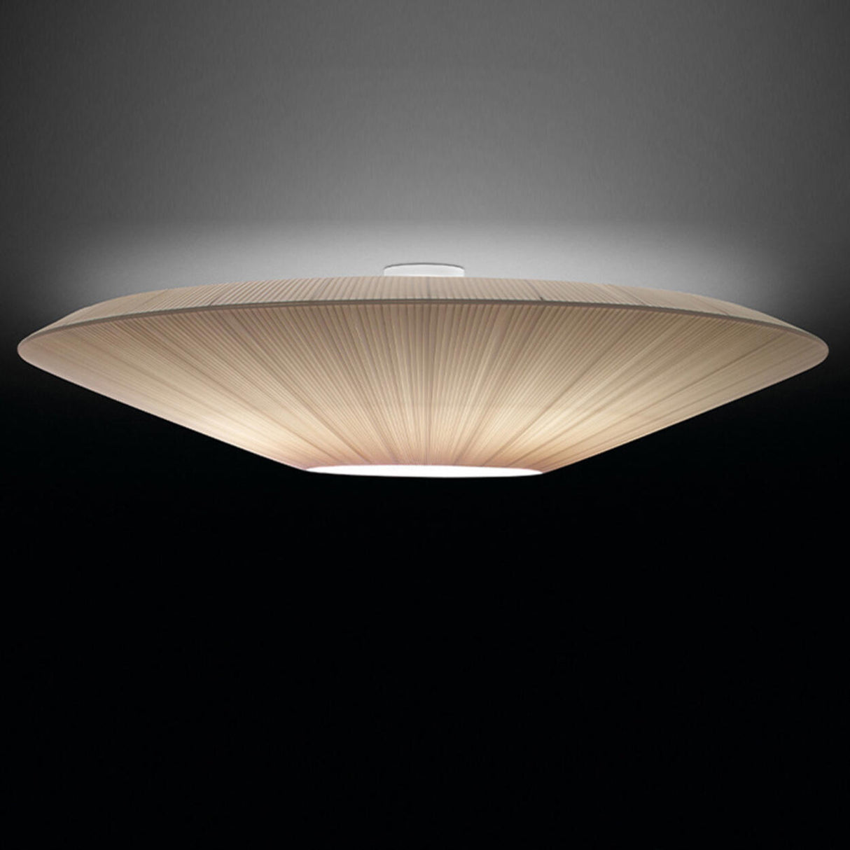 Bowl-Shaped White Fabric Semi-Flush Mount Ceiling Light Image - 8