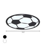 Boys Bedroom Black White Soccer LED Flush Mount Light Image - 5