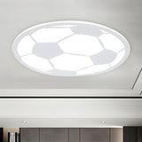 Boys Bedroom Black White Soccer LED Flush Mount Light Image - 6