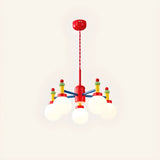 Branch Ball Metal Bedroom Red 5-Light Kids Chandelier Image - 3