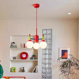 Branch Ball Metal Bedroom Red 5-Light Kids Chandelier Image - 4