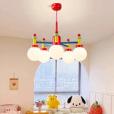 Branch Ball Metal Bedroom Red 5-Light Kids Chandelier Image - 6