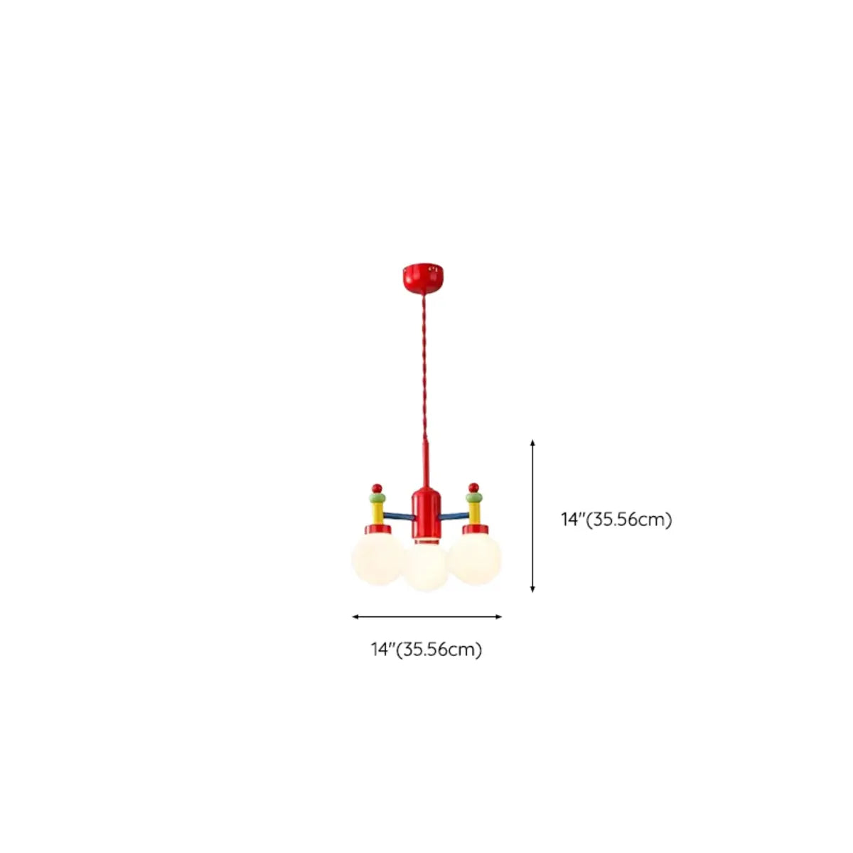 Branch Ball Metal Bedroom Red 5-Light Kids Chandelier 