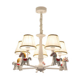 Branch Carousel Fabric Kids Room Beige 5-Light Chandelier Image - 4