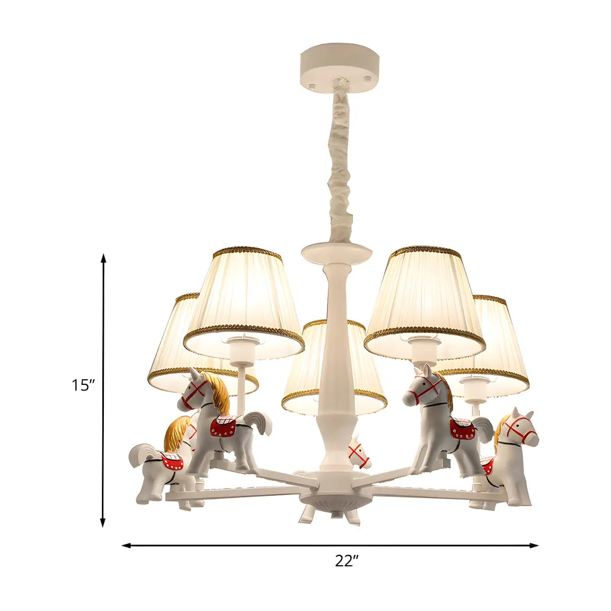 Branch Carousel Fabric Kids Room Beige 5-Light Chandelier 