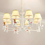 Branch Carousel Fabric Resin Kids Room White Chandelier Image - 7