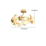 Branch Ginkgo Leaf Gold Semi-Flush Mount Ceiling Light Image - 17