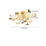 Branch Ginkgo Leaf Gold Semi-Flush Mount Ceiling Light Image - 18