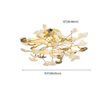 Branch Ginkgo Leaf Gold Semi-Flush Mount Ceiling Light Image - 19