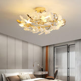 Branch Ginkgo Leaf Gold Semi-Flush Mount Ceiling Light Image - 8