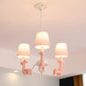 Branch Giraffe Metal Fabric Kids Room Pink Chandelier Image - 2