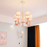 Branch Giraffe Metal Fabric Kids Room Pink Chandelier Image - 4