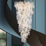  Branch Tiered Crystal Gold Long Adjustable Foyer Chandelier Image - 1