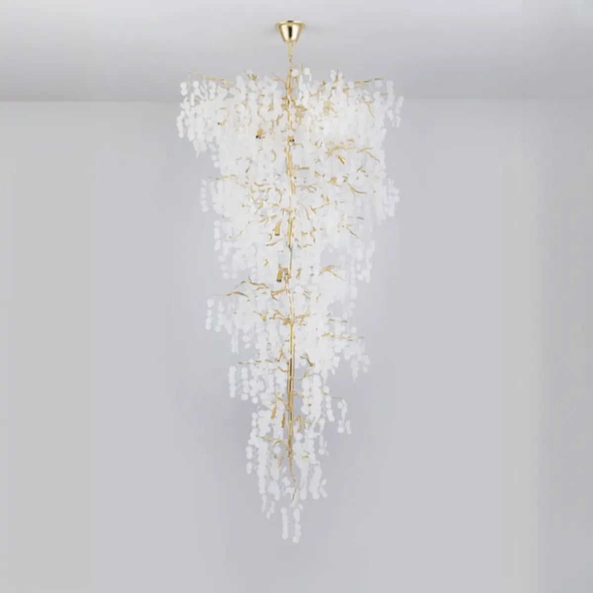  Branch Tiered Crystal Gold Long Adjustable Foyer Chandelier Image - 10