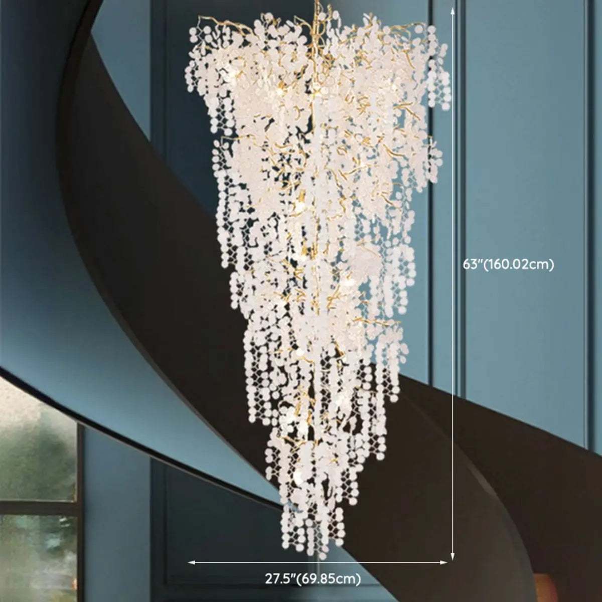  Branch Tiered Crystal Gold Long Adjustable Foyer Chandelier Image - 12