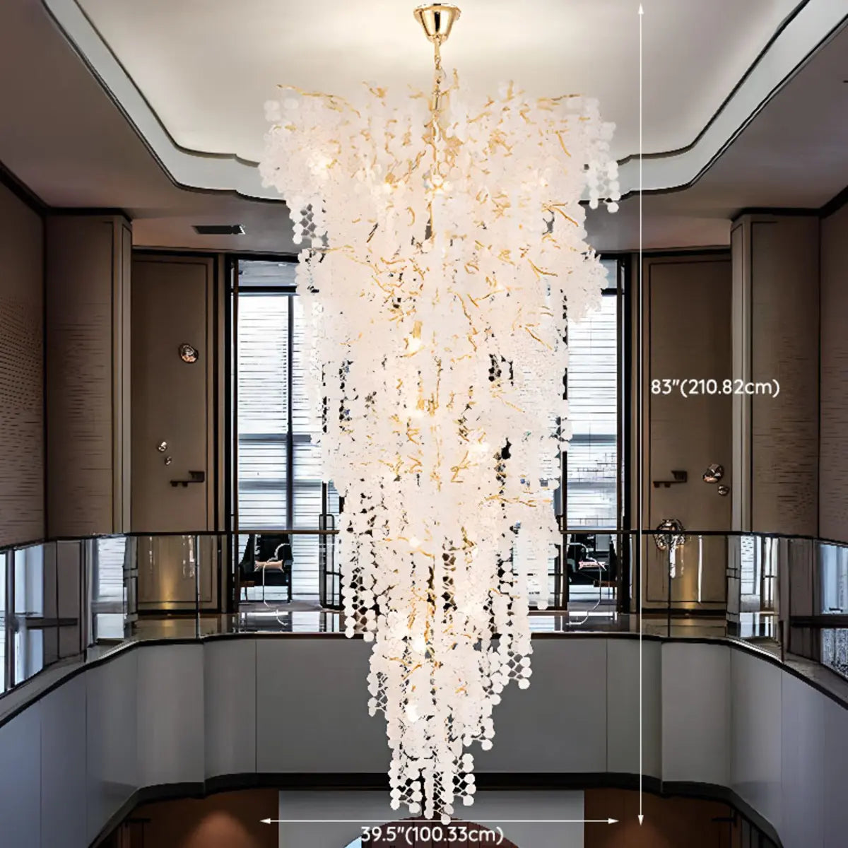  Branch Tiered Crystal Gold Long Adjustable Foyer Chandelier Image - 13