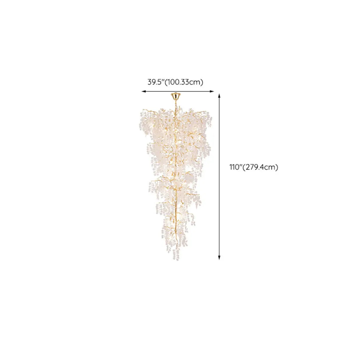  Branch Tiered Crystal Gold Long Adjustable Foyer Chandelier Image - 14