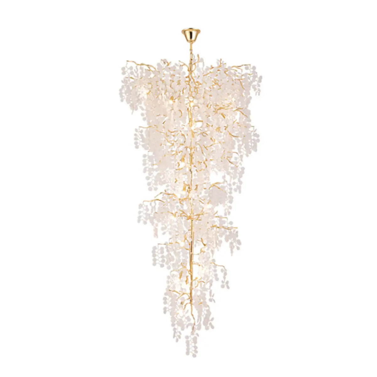  Branch Tiered Crystal Gold Long Adjustable Foyer Chandelier Image - 5