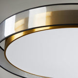 Brass Circular LED Flush Mount Lamp Bedroom Living Room Image - 10